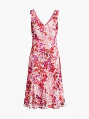 R&M Richards Pink and Red Floral Dress size 10